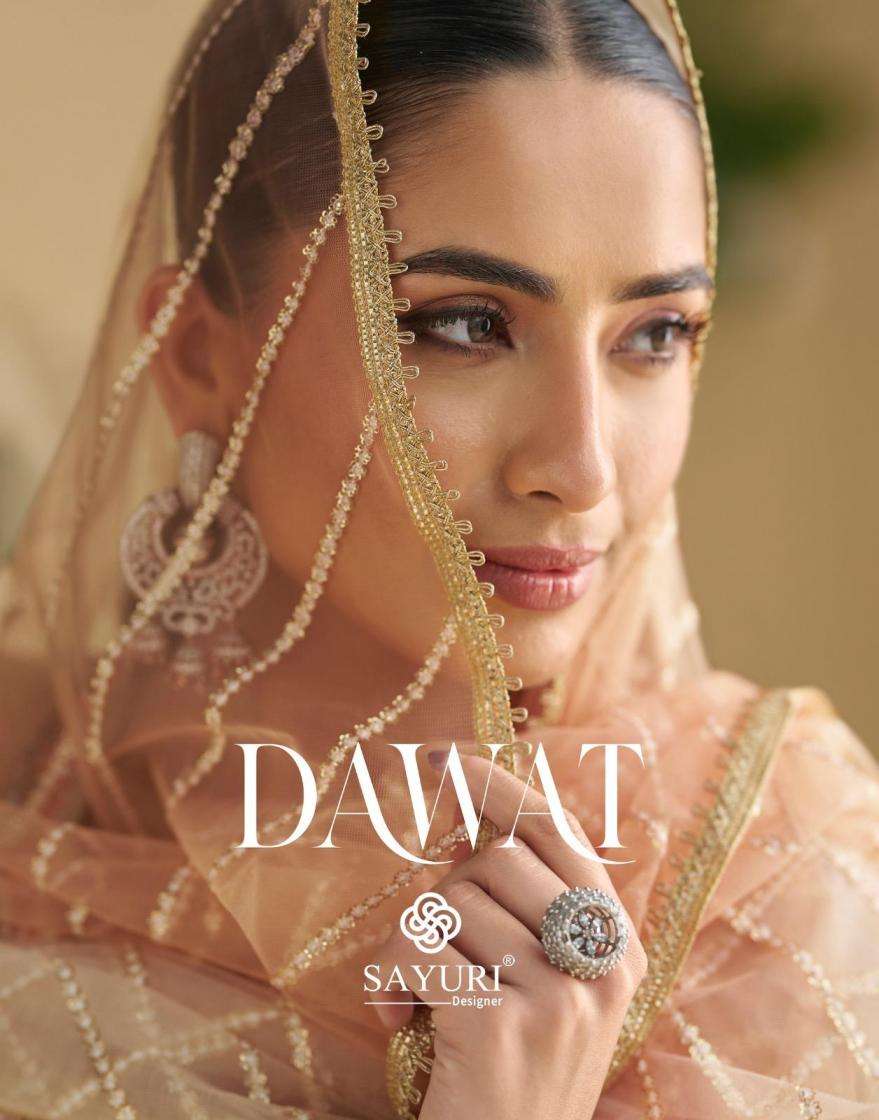 sayuri designer presents dawat georgette embroidered full stitch gown with dupatta