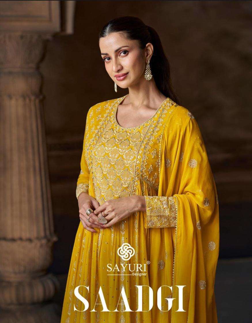 sayuri presents saadgi georgette readyamde exclusive gown with dupatta