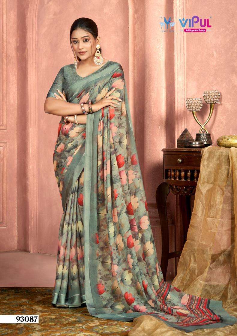 vipul presents samruddhi vol 4 dull moss printed daily wear sarees