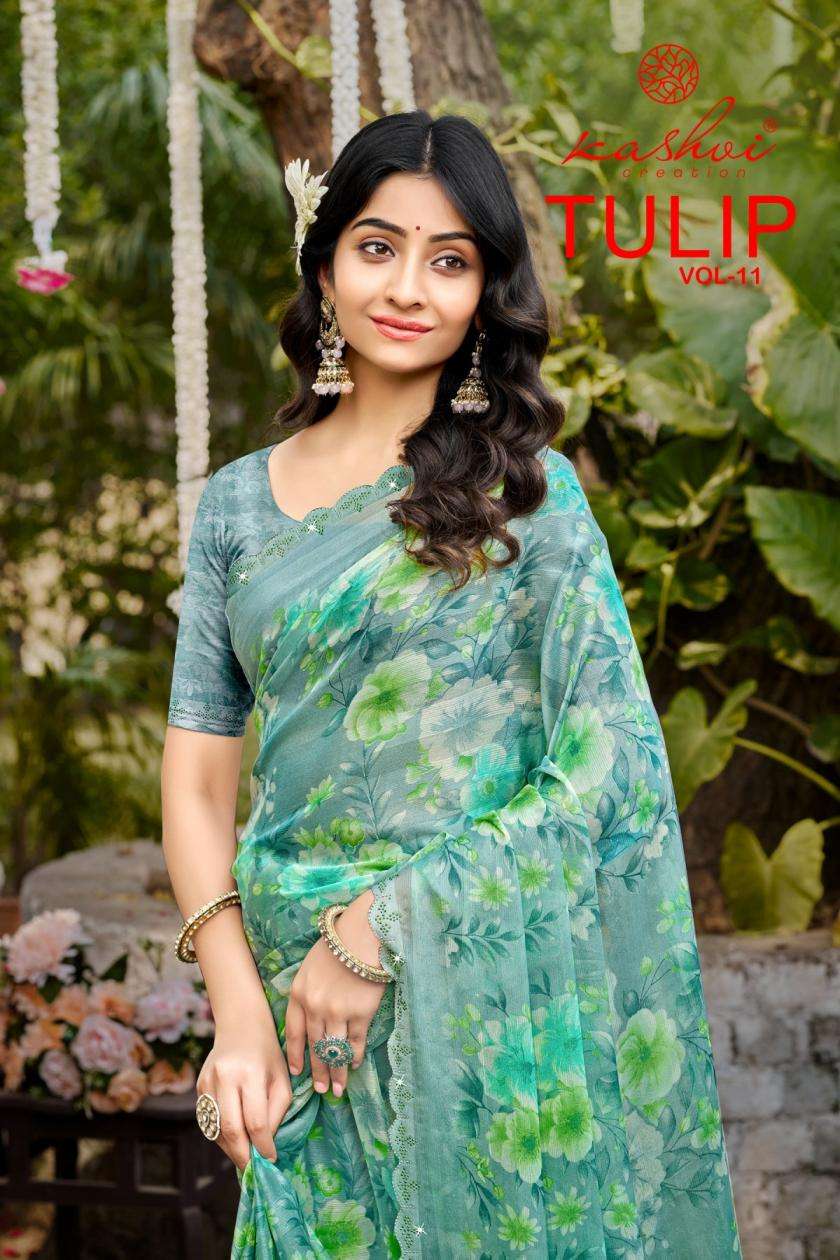 kashvi creation presaents tulip vol 11 rimzim swarovski work saree