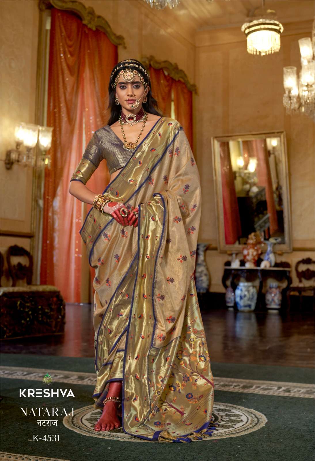 KRESHVA PRESENT NATARAJ FANCY SILK SARES CATALOG WHOLESALER AND EXPORTER