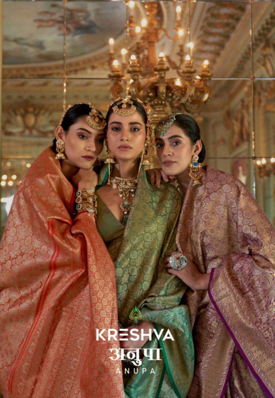 kreshva presents anupa 4435-4440 tissue dharmavaram silk designer sarees