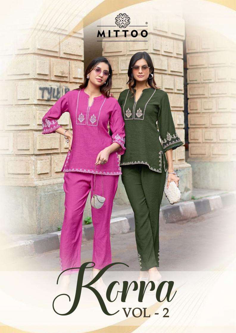 mittoo presents korra vol 2 viscose fully stitch co-ord sets