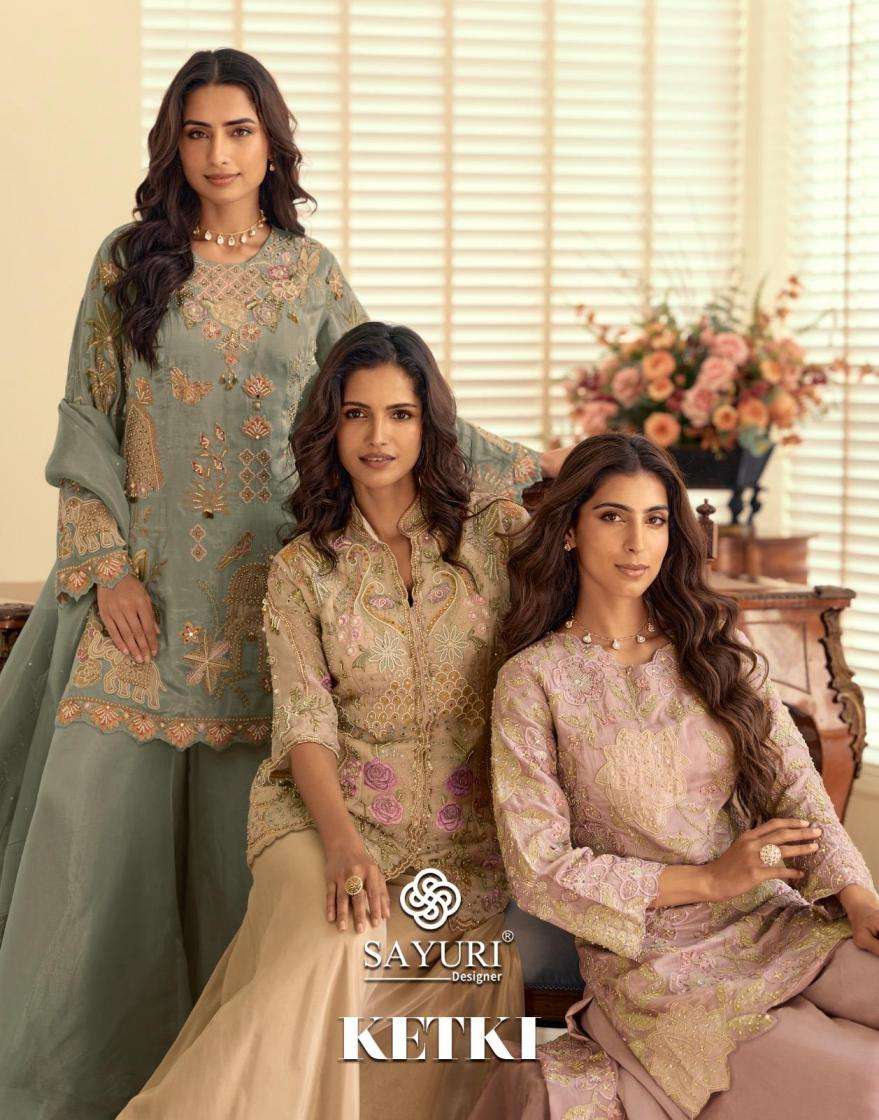 sayuri designer presents ketki simar silk readymade premium plazzo suits