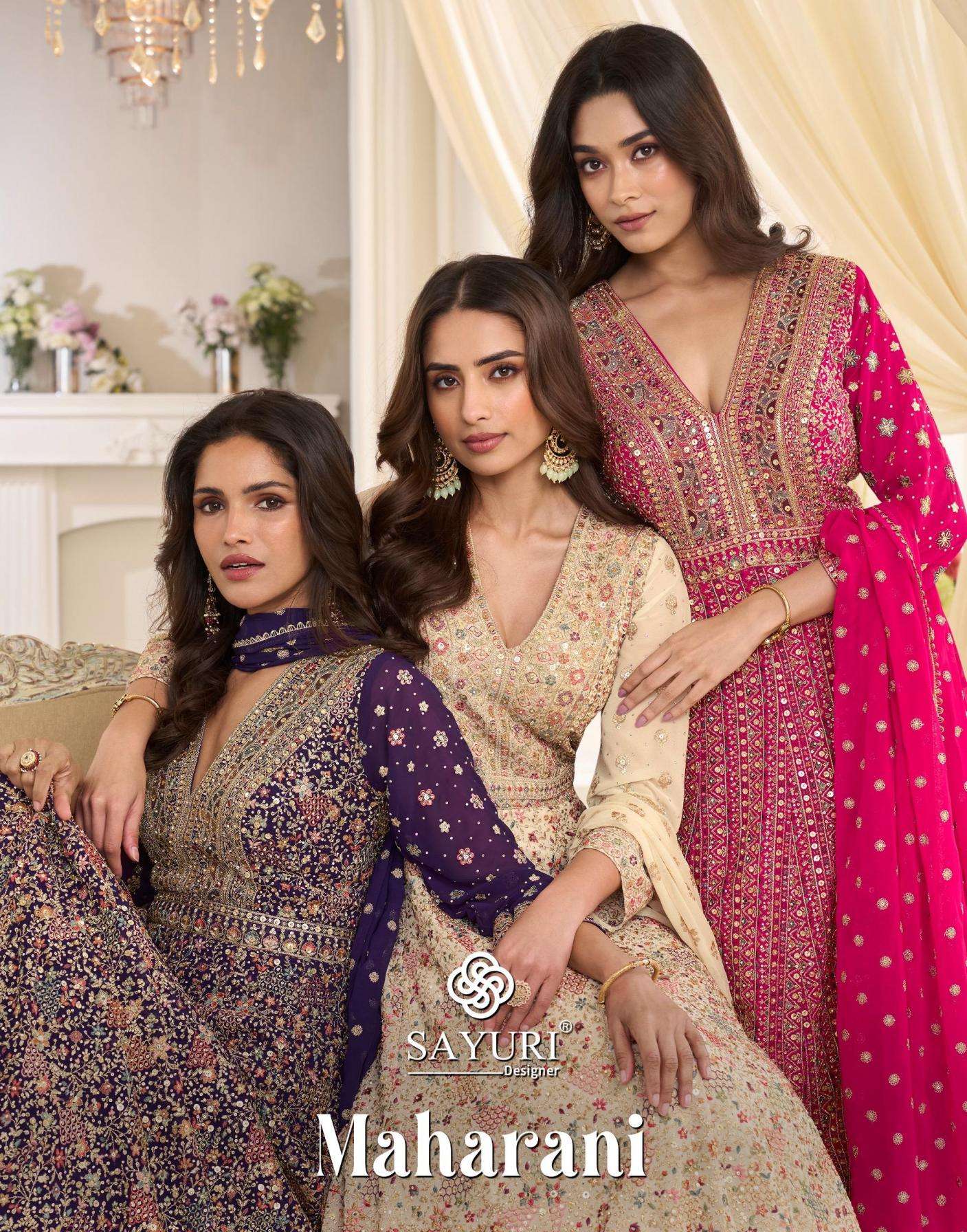 sayuri designer presents maharani fully stitch ethnic gown with dupatta