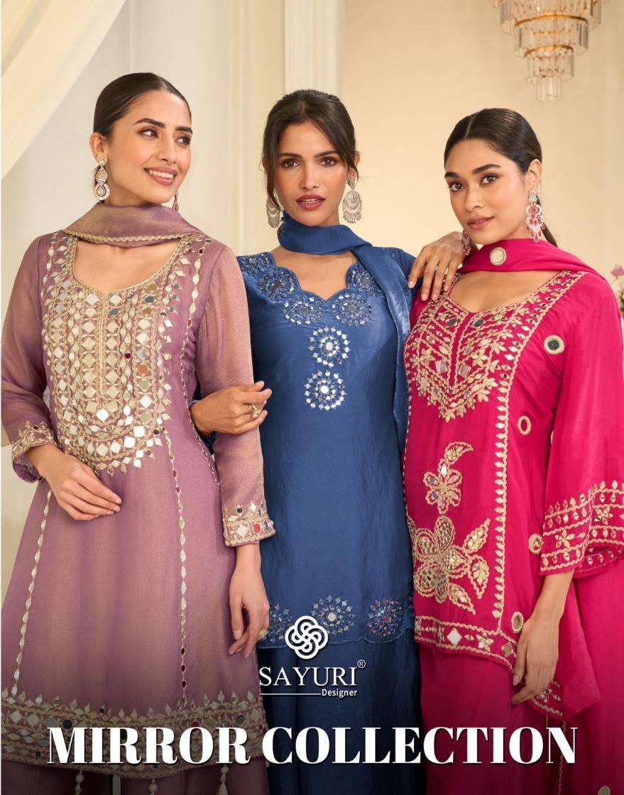 sayuri designer presents mirror collection full stitch festive plazzo kurti dupatta