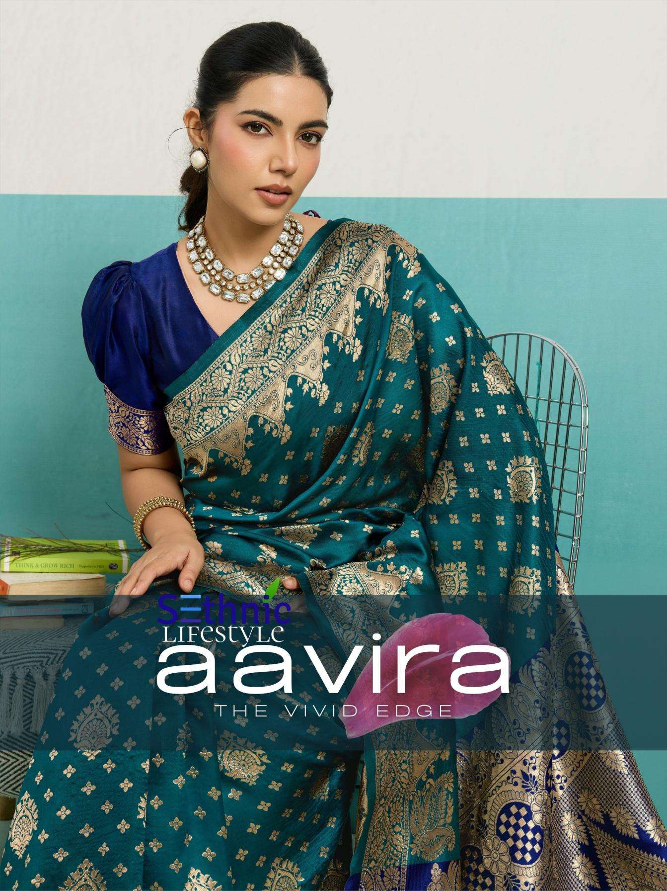 sethnic lifestyle presents aavira banarasi silk saree wholesaler