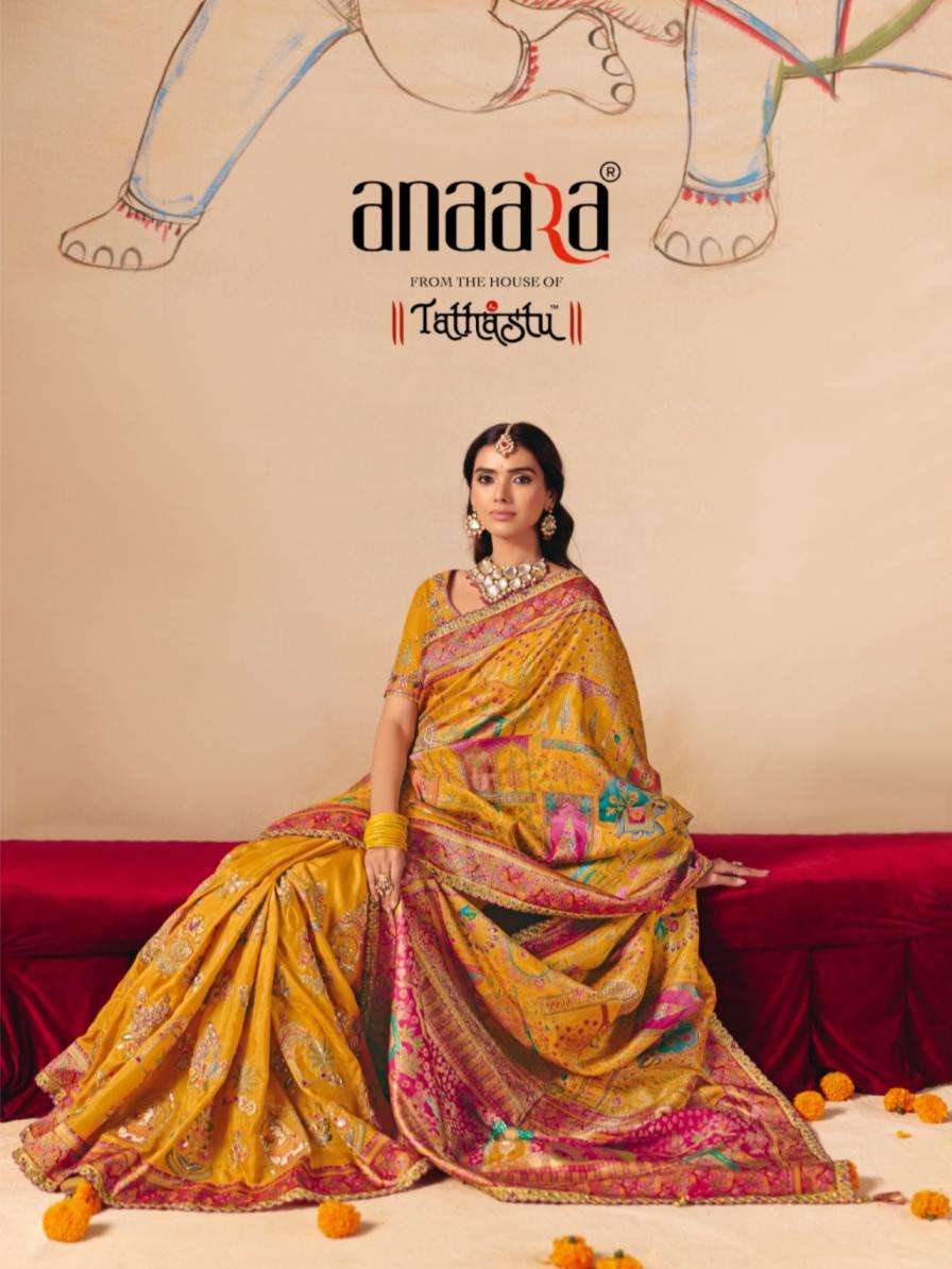 tathastu presents anaara 8201-8212 dola zari silk traditional bridan wear sarees catalog wholesaler and exporters