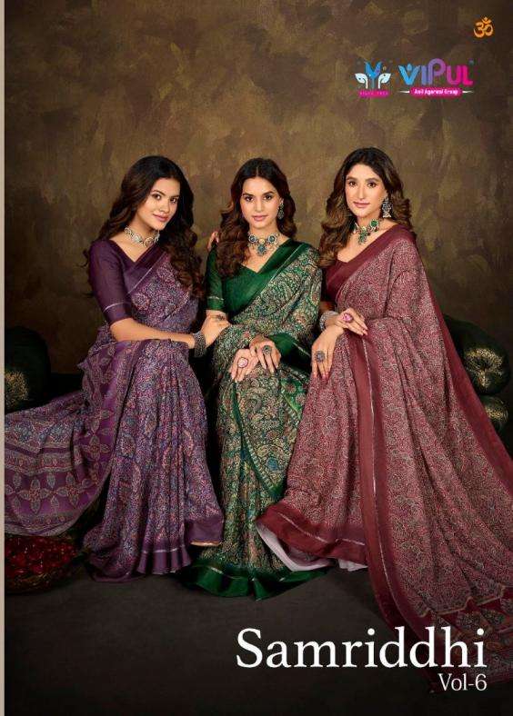 vipul presents samriddhi vol 6 dull moss hit design sarees
