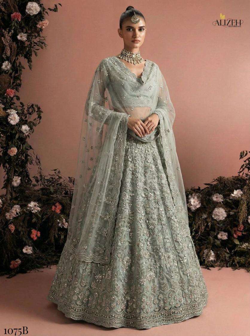 alizeh 1075 wedding special butterfly net lehengas online