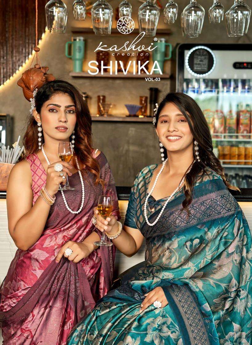 kashvi creation presents shivika vol 3 amazing moss foil sarees