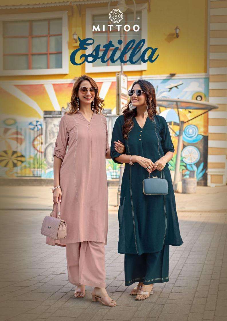 mittoo presents estilla rayon linen fully stitch amazing kurti with plazzo 