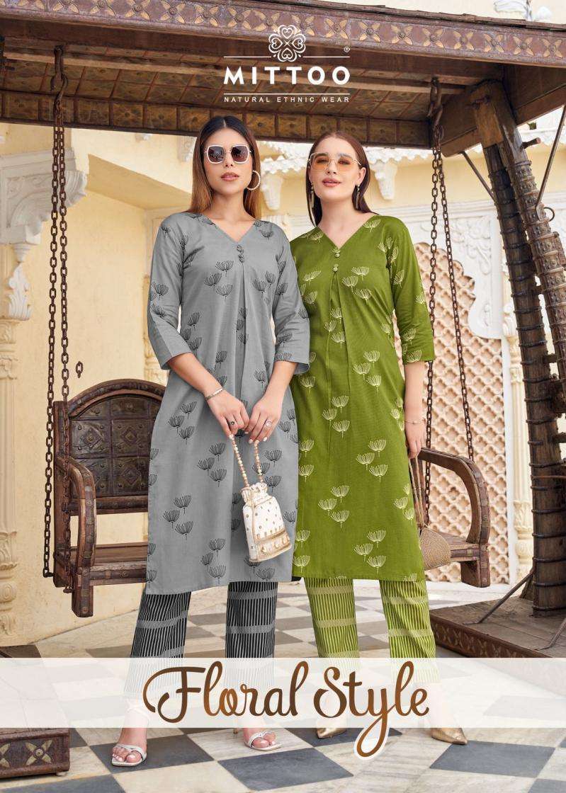 mittoo presents floral style cotton flex readymade co-ord sets