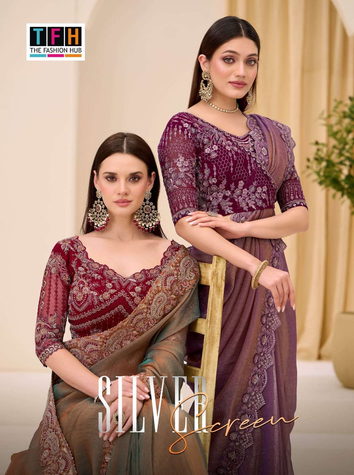 TFH PRESENTS SILVER SCREEN 23RD EDITION 33001 TO 330018 SEIRES DESINGER PARTYWEAR SAREES CATALOG WHOLESALER AND EXPORTERS IN SURAT
