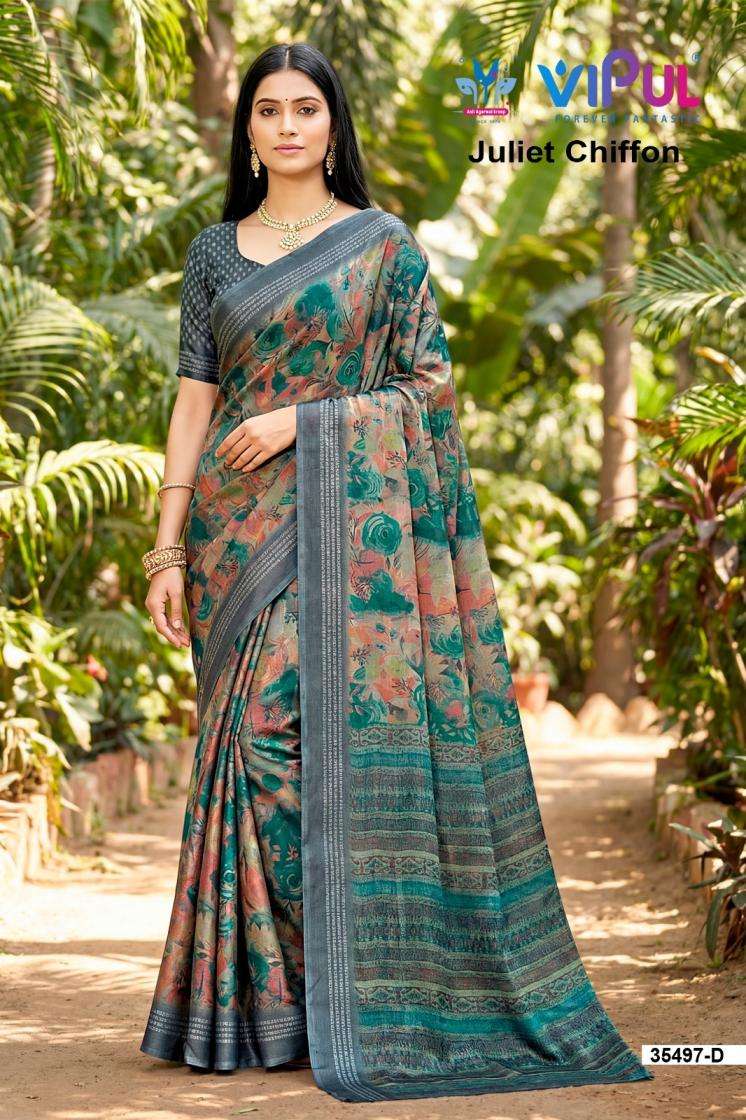 vipul fashion presents juliet chiffon 35497 chiffon sarees best for summers