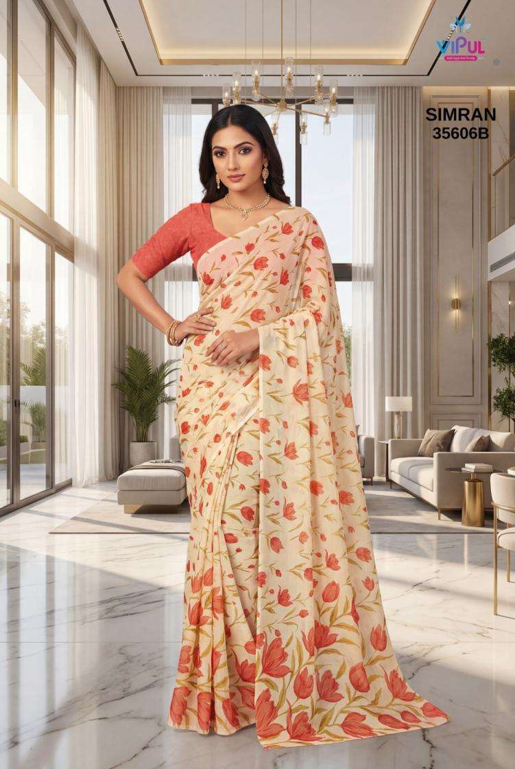 vipul fashion presents simran 35606 georgette printed regular wear sarees