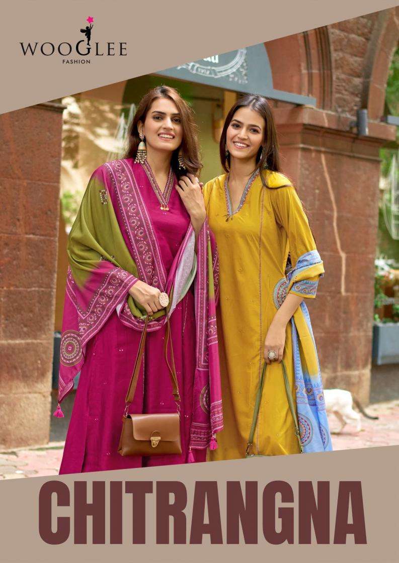 wooglee presents chitrangna barline viscose elegance readymade plazzo suit for womens