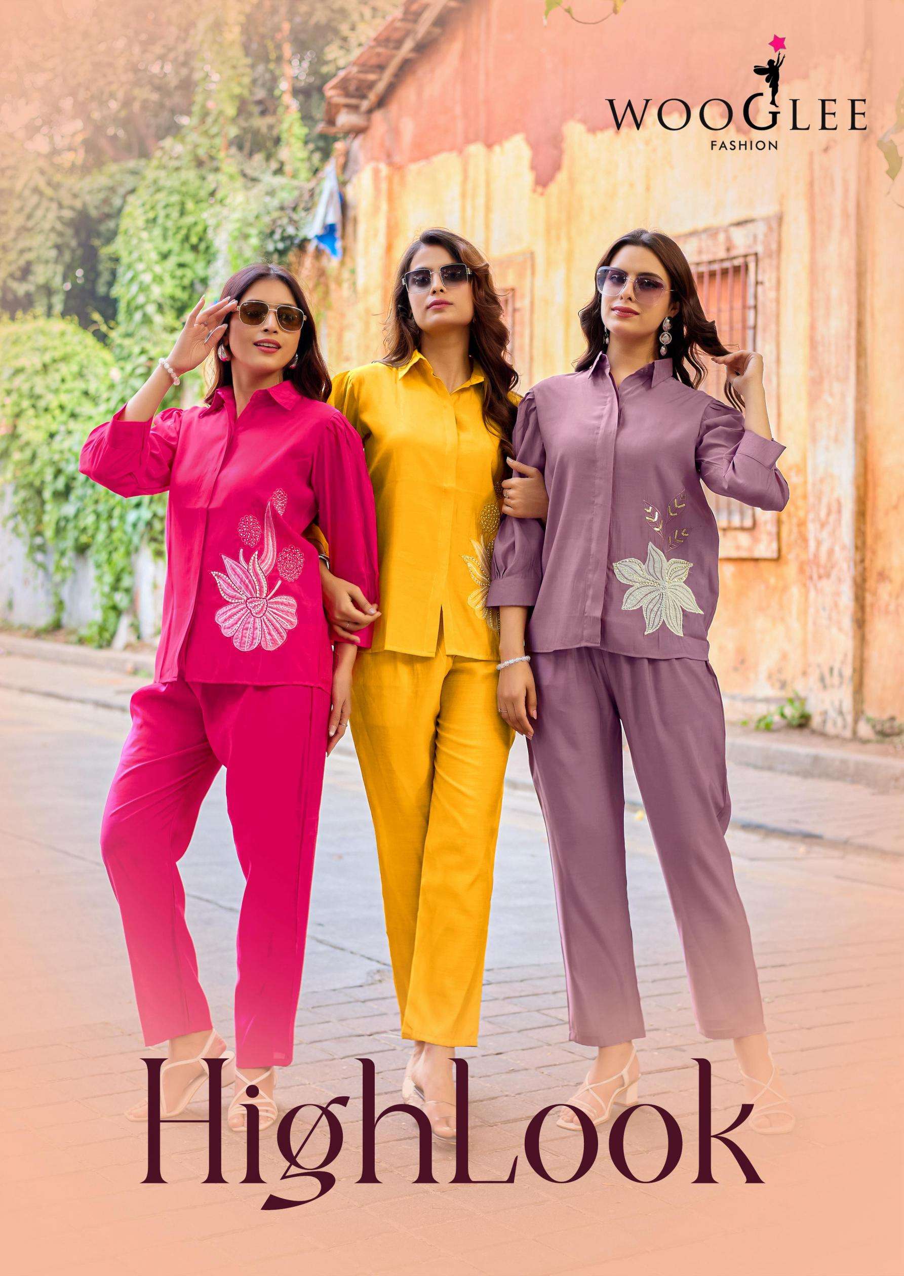 wooglee presents high look fully stitch amazing rassian viscose silk co-ord sets