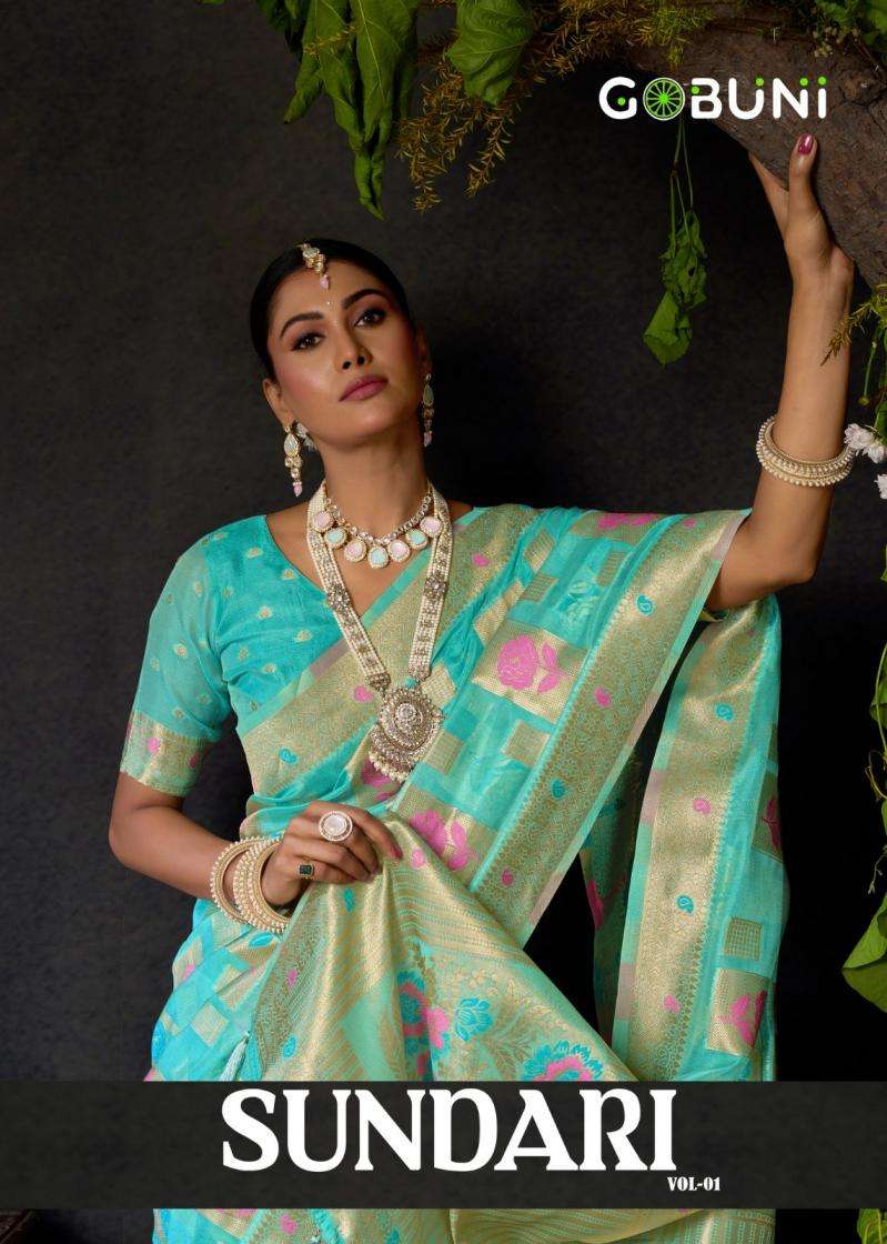 Gobuni Presents Sundari Vol-1 Organza Khadi Traditional Sarees Perfect For Festivals Catalog Wholesaler And Exporter 
