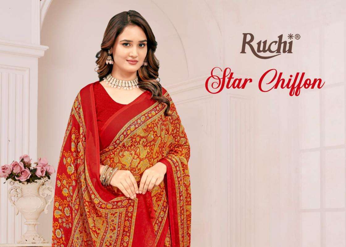 Ruchi Presents Star Chiffon Vol-231 Daily Wear Saree For Womens Catalog Wholesaler And Exporter 