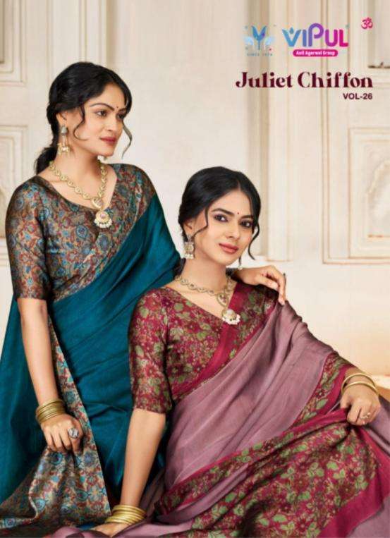 Vipul Presents Juliet Chiffon Vol-26 Amazing Saree Supplier Catalog Wholesaler And Exporter 