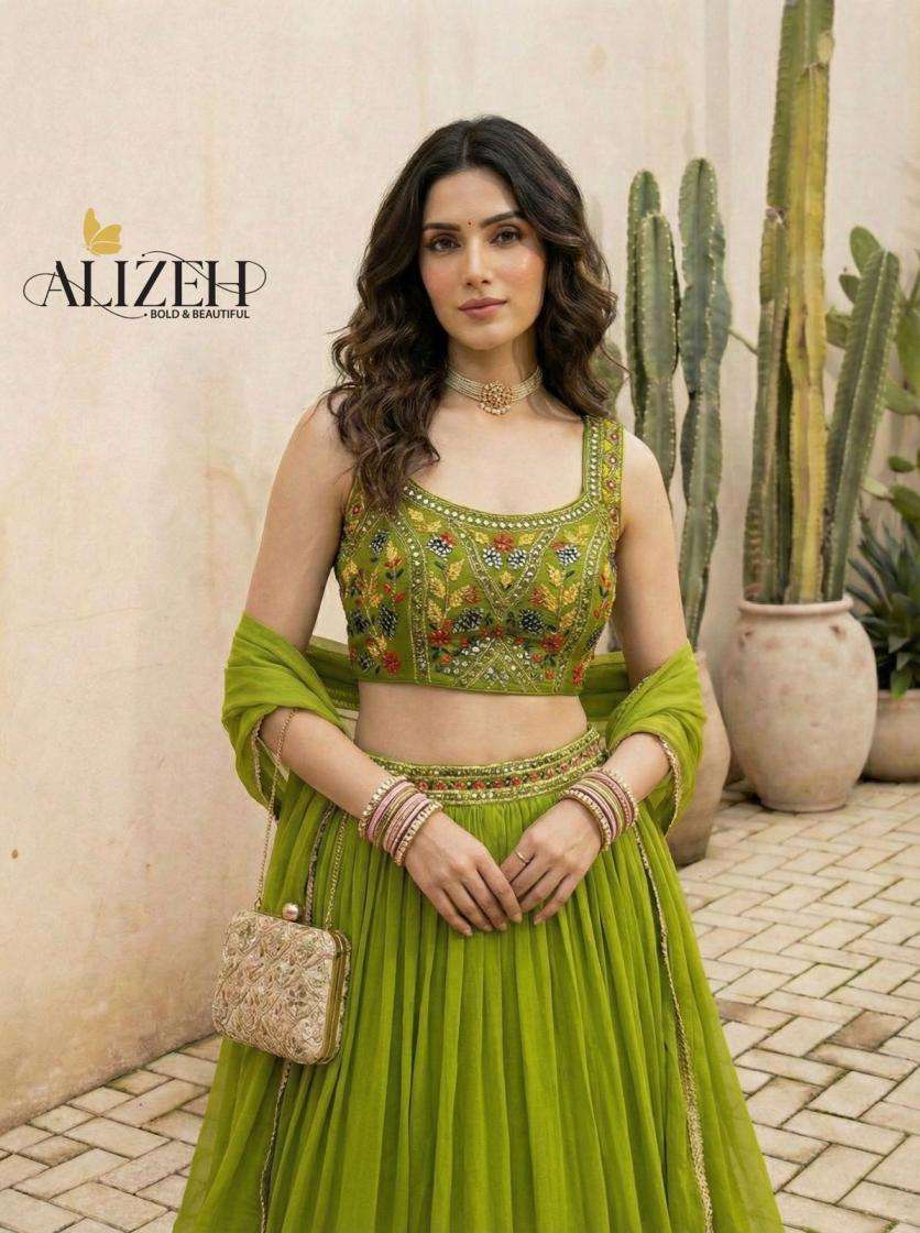 alizeh 9006-9007 georgette stitch lehenga unstitch blouse dupatta