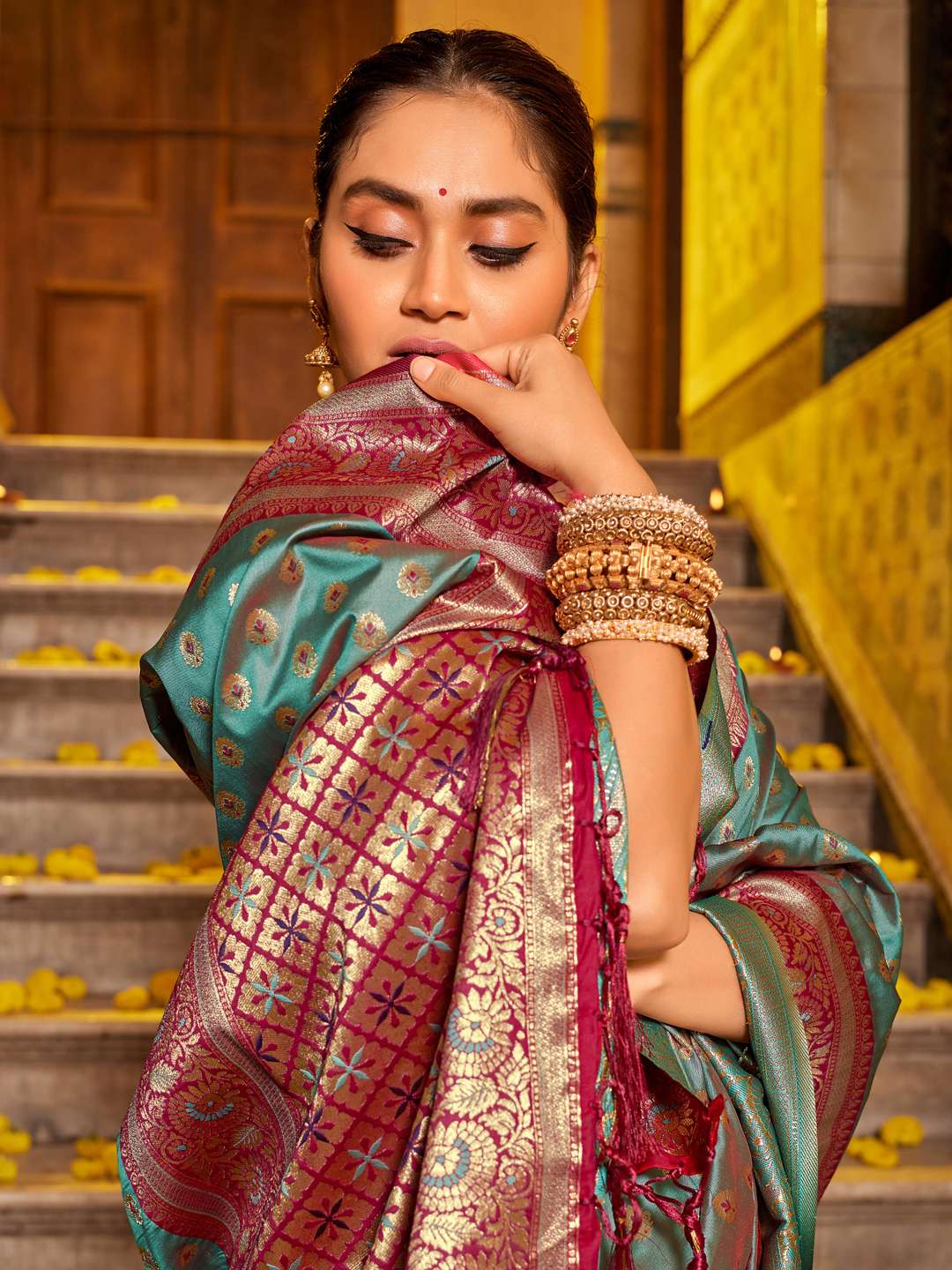 astita presents Vaani Silk Banarasi Silk With Beautiful Weaving Contrast Border & Pallu sarees catalog wholesaler and exporters
