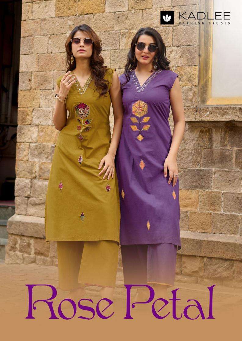 kadlee presents rose petal classic look readymade dhabu cotton kurti with plazzo
