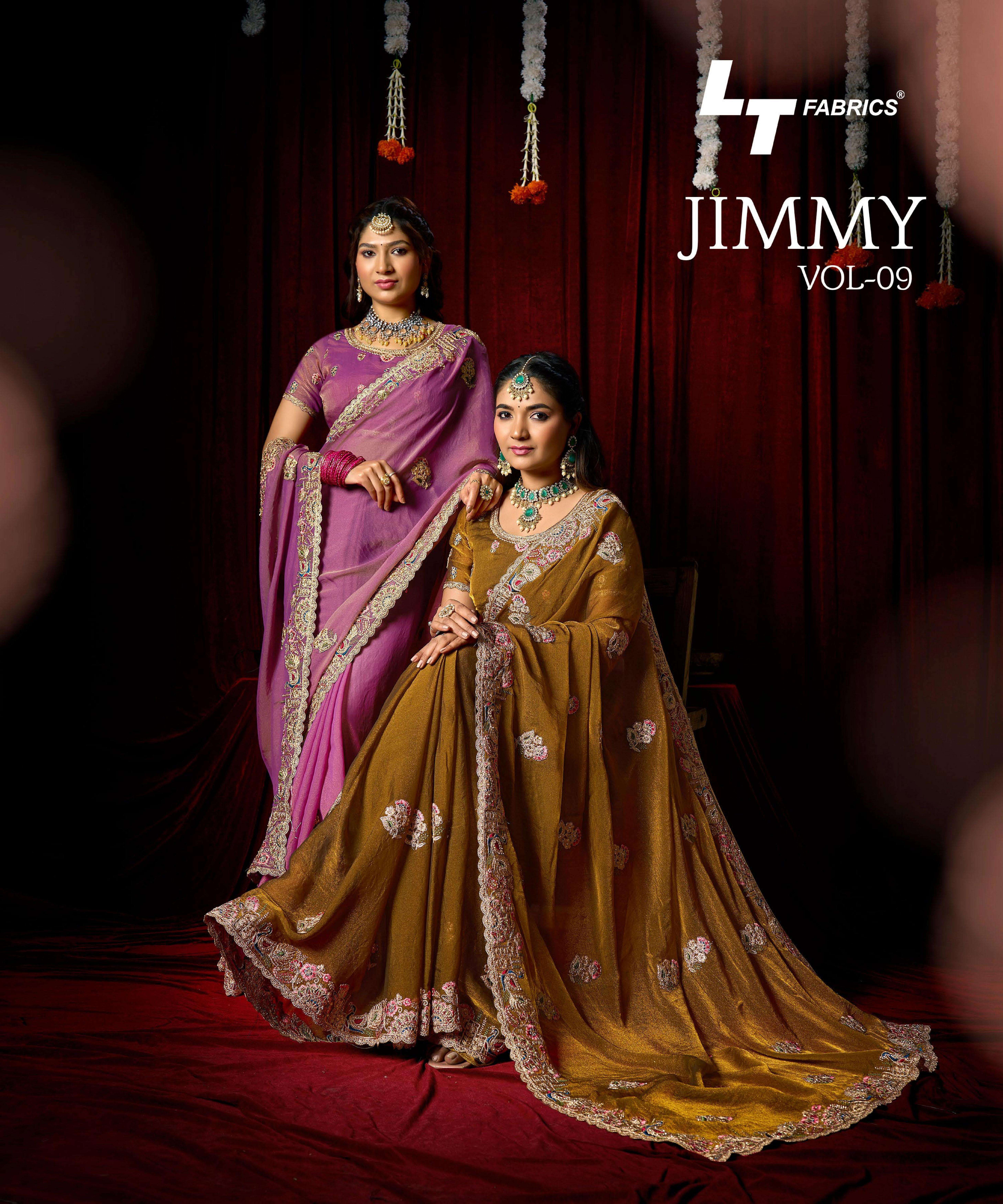 lt fashion presents jimmy vol 9 fancy new design sarees wholesaler