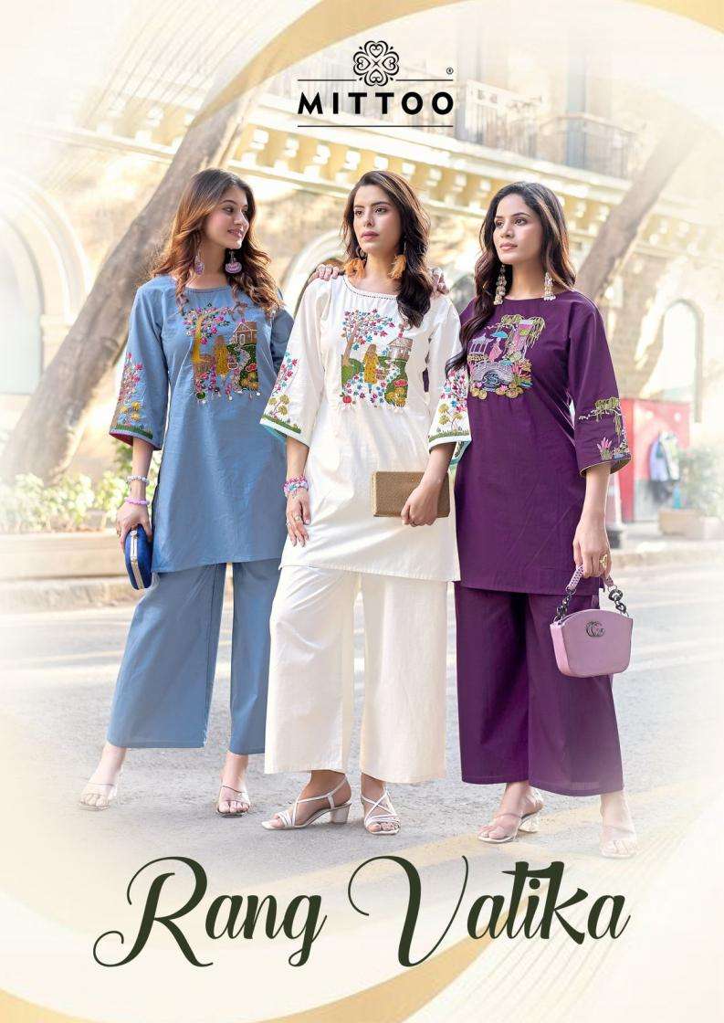 mittoo presents rang vatika dhabu cotton full stitch classic co-ord for girls