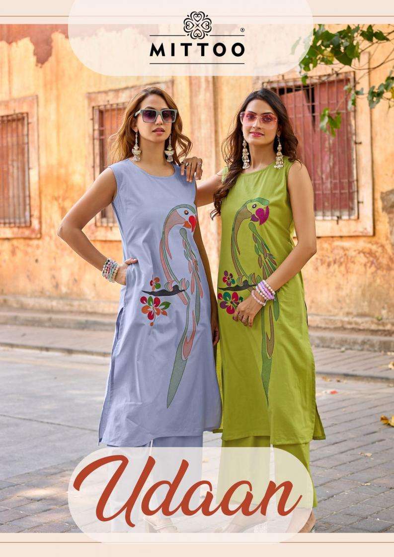 mittoo presents udaan unique design dhabu cotton readymade kurti with plazzo