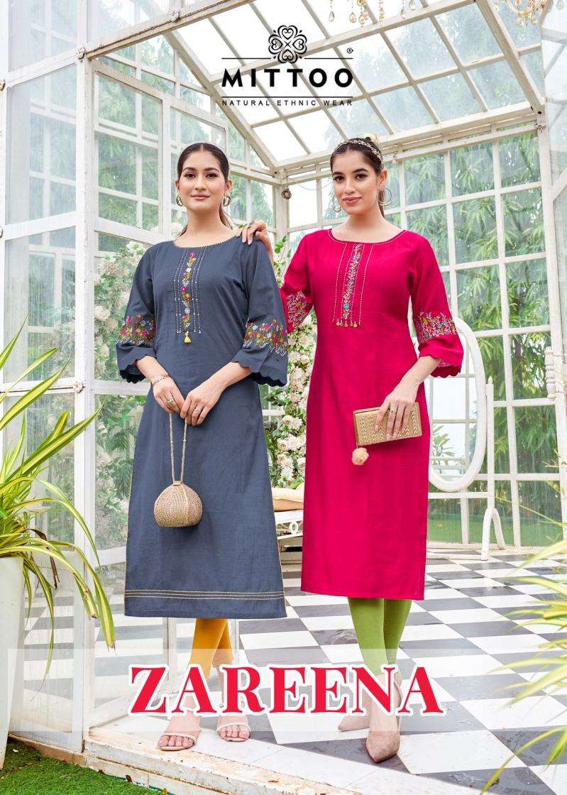 mittoo presents zareena daily wear rayon thread work long kurti