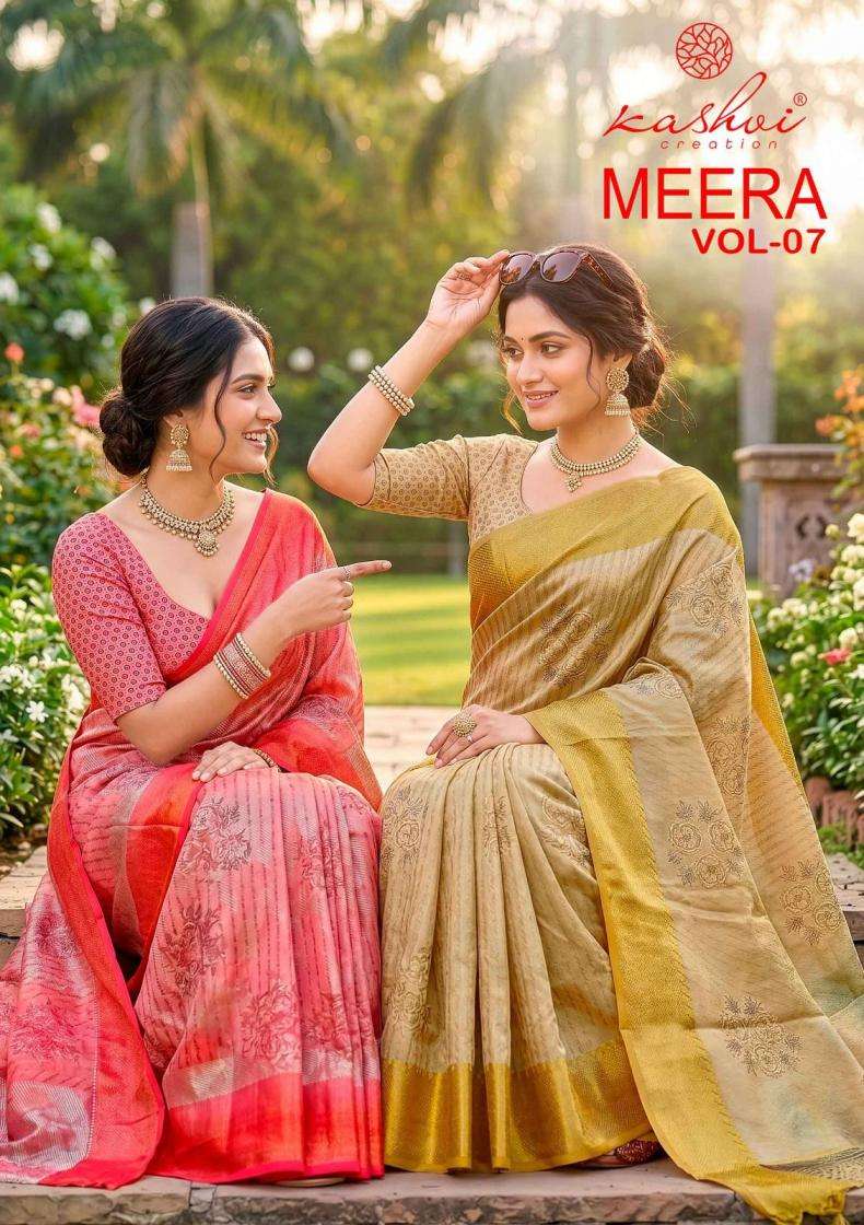 kashvi creation presents meera vol 7 pretty look brasso dobby sarees