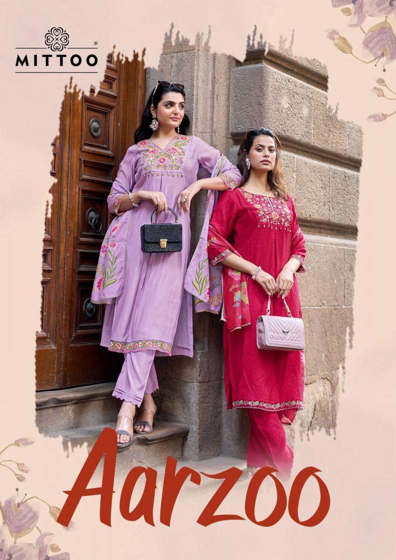 mittoo presents aarzoo readymade viscose weaving attractive 3pcs suits