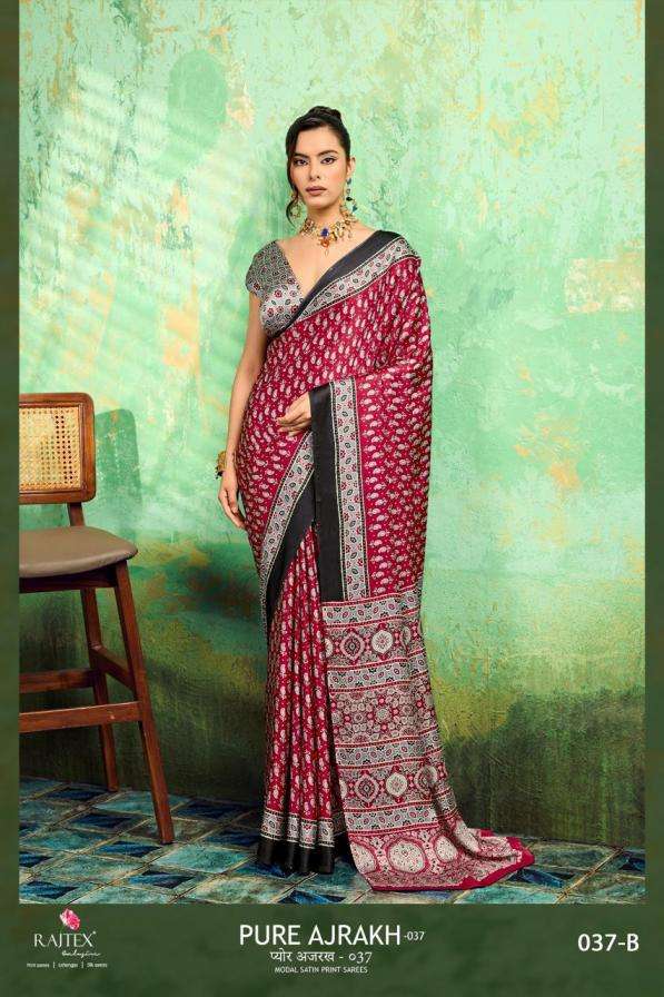 rajtex presents pure ajrakh vol 37 modal satin elegance saree supplier