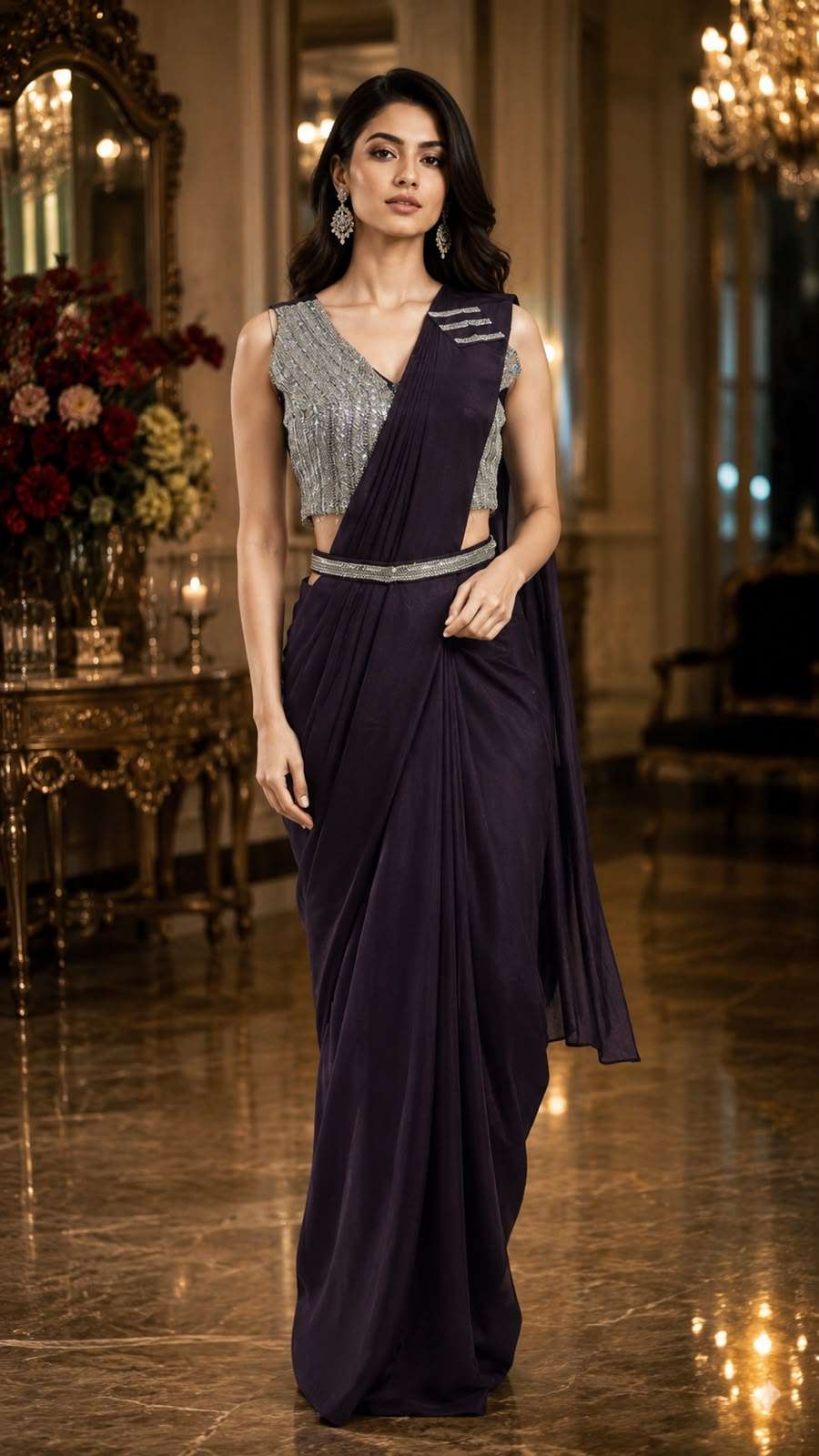 AMOHA 102349 COLOUR READYMADE ONE MINUTES SAREES CATALOG WHOLESALER AND EXPORTERS