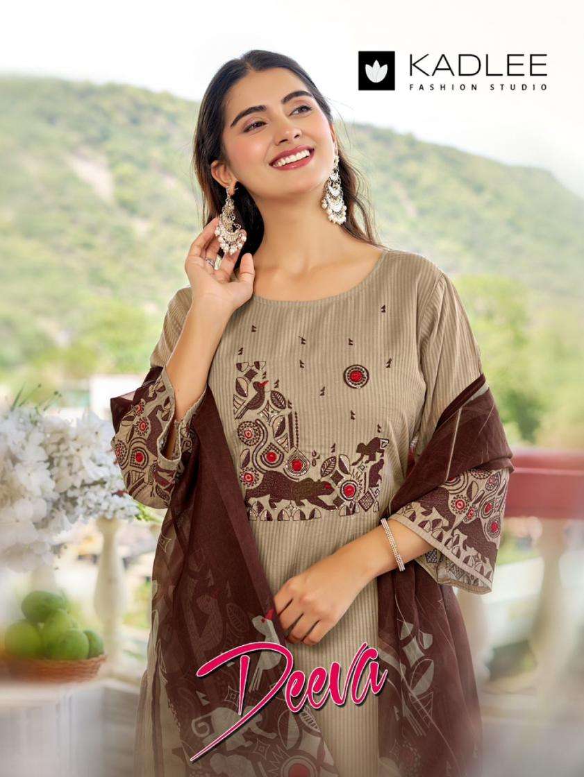 kadlee presents deeva fully stitch sali cotton attractive kurti plazzo with dupatta