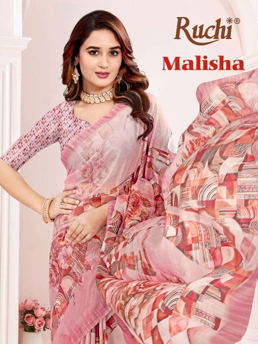 ruchi presents malisha hit design sparkle silk georgette saree wholesaler