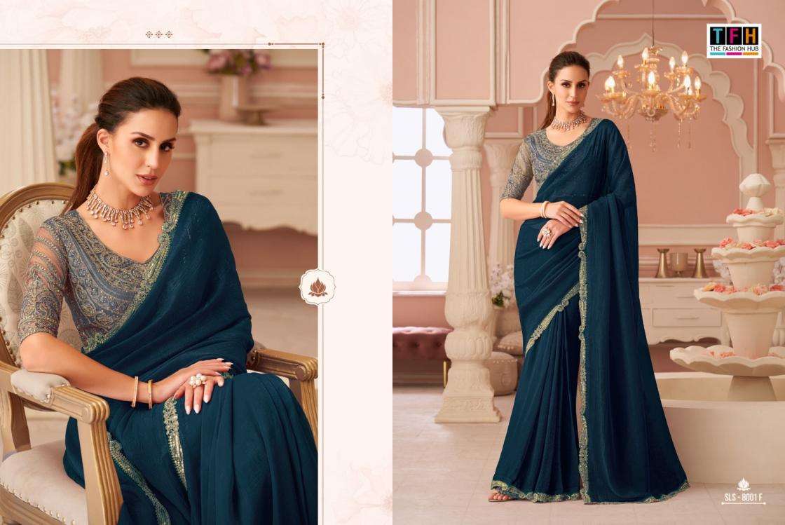 tfh presents salsa style 8001 hit colour rainbow georgette party wear saree 