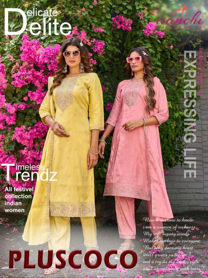 aanchi plus coco new arrival glass roman readymade plus size combo 3pcs 