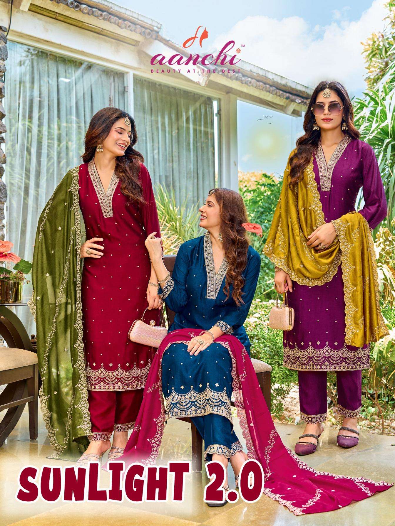 aanchi sunlight 2.0 readymade vichitra silk ethnic suits