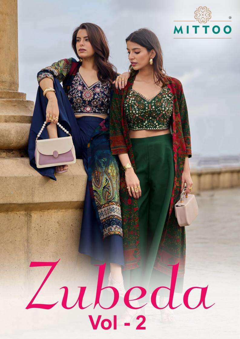 mittoo zubeda vol 2 roman print designer full stitch blouse shrug with plazzo 