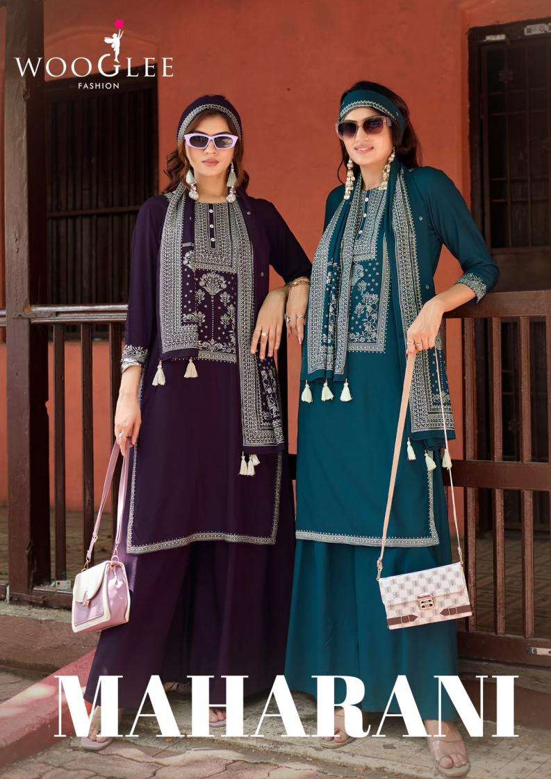 wooglee maharani attractive look rayon readymade plazzo suits 