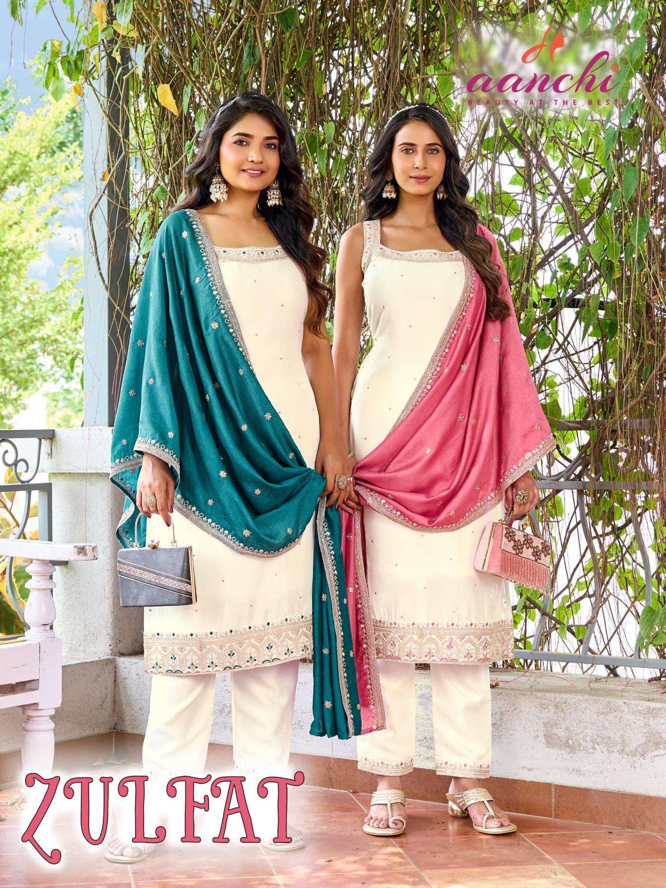 zulfat by aanchi readymade vichitra silk unique design suits 