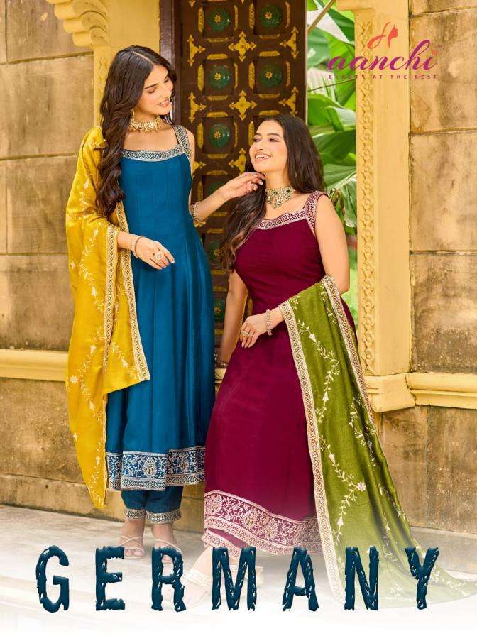 aanchi germany vichitra silk readymade classic 3pcs