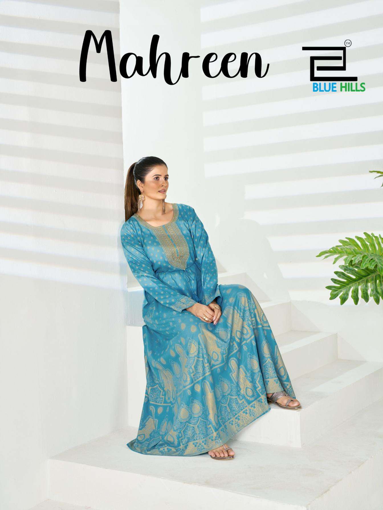blue hills mahreen full stitch amazing rayon plus size combo anarkali gown 