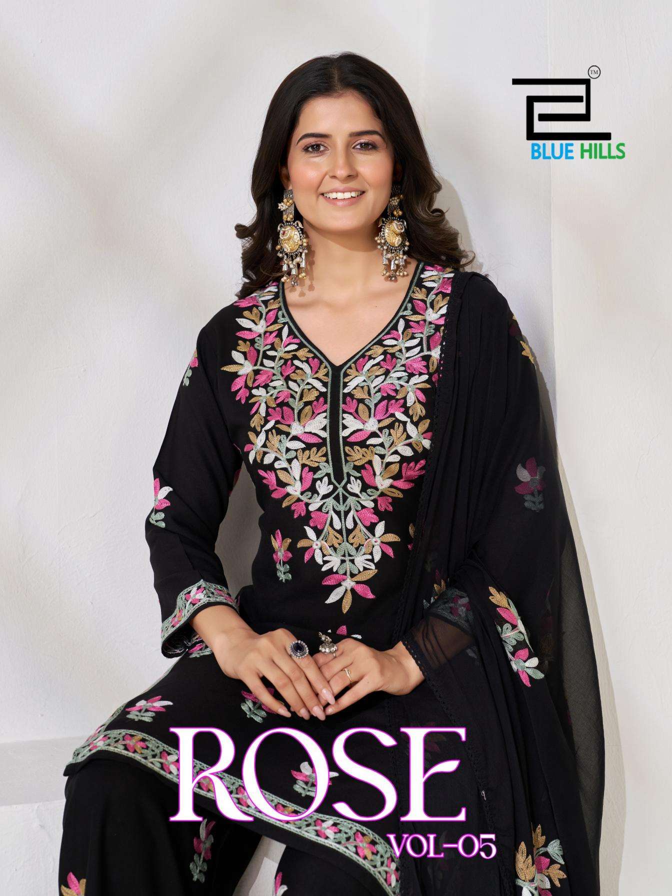 blue hills rose vol 5 rayon readymade big size 3pcs combo plazzo set