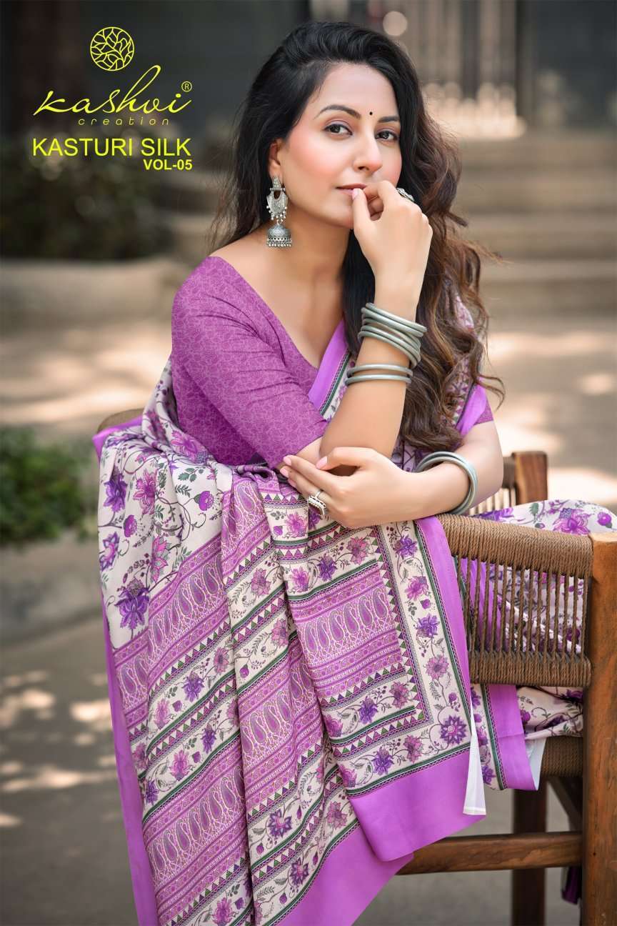 Kashvi Creation Kasturi Silk Vol 5 Stylish Crape Printed Saree