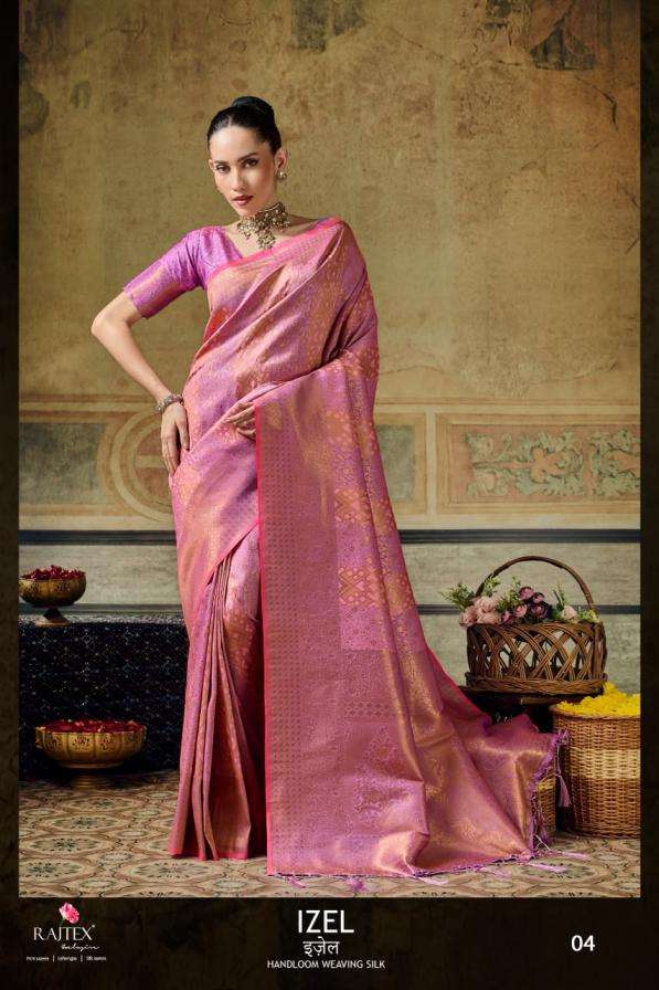 rajtex izel silk with handloom weaving trendy design saree