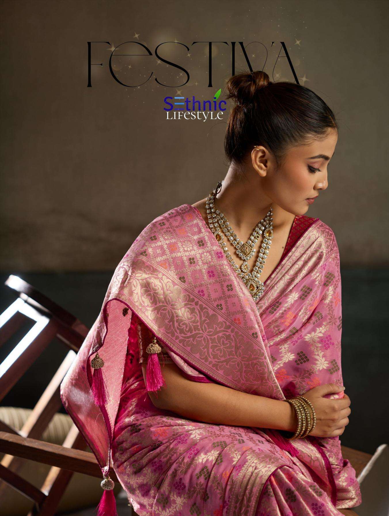 sethnic lifestyle festiva attractive look khaddi georgette saree